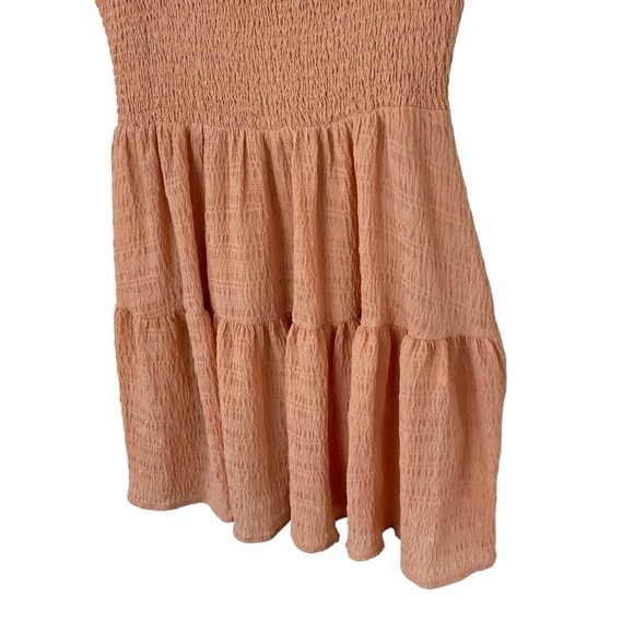 ⭐️2/$20 Lulu’s Where the Sun Goes Light Orange Smocked Tie-Strap Mini Dress - Picture 12 of 14